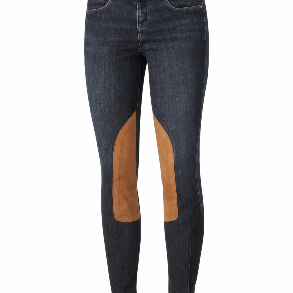 Kerrits Dark Blue and Tan Skinny Jeans